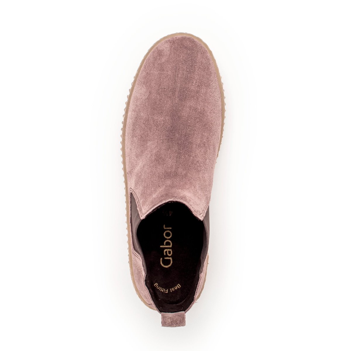 Bottines Chelsea en velours à talon compensé plat rose velours, GABOR