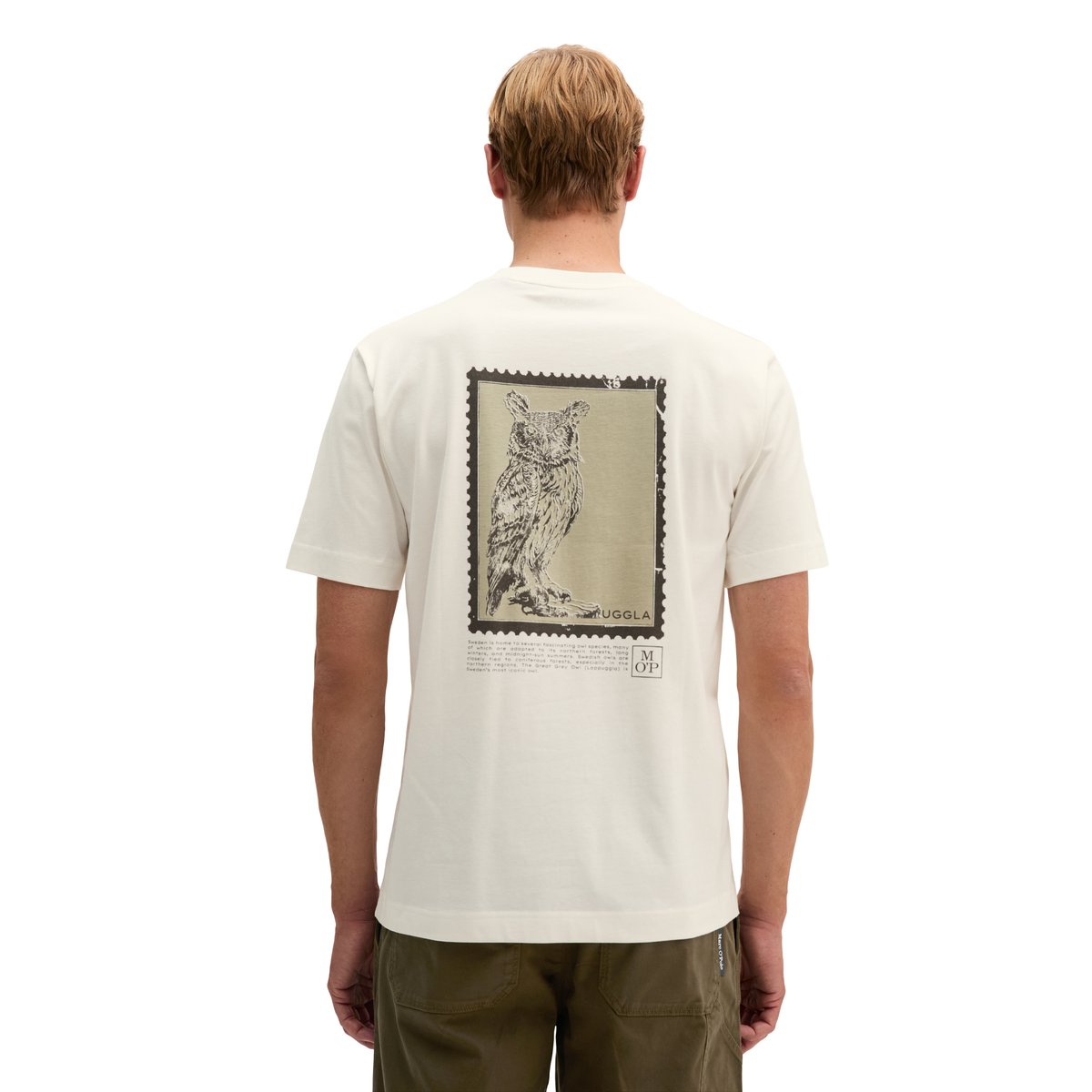 T-shirt coupe classique avec un imprimé Nature dans le dos blanc, MARC O'POLO