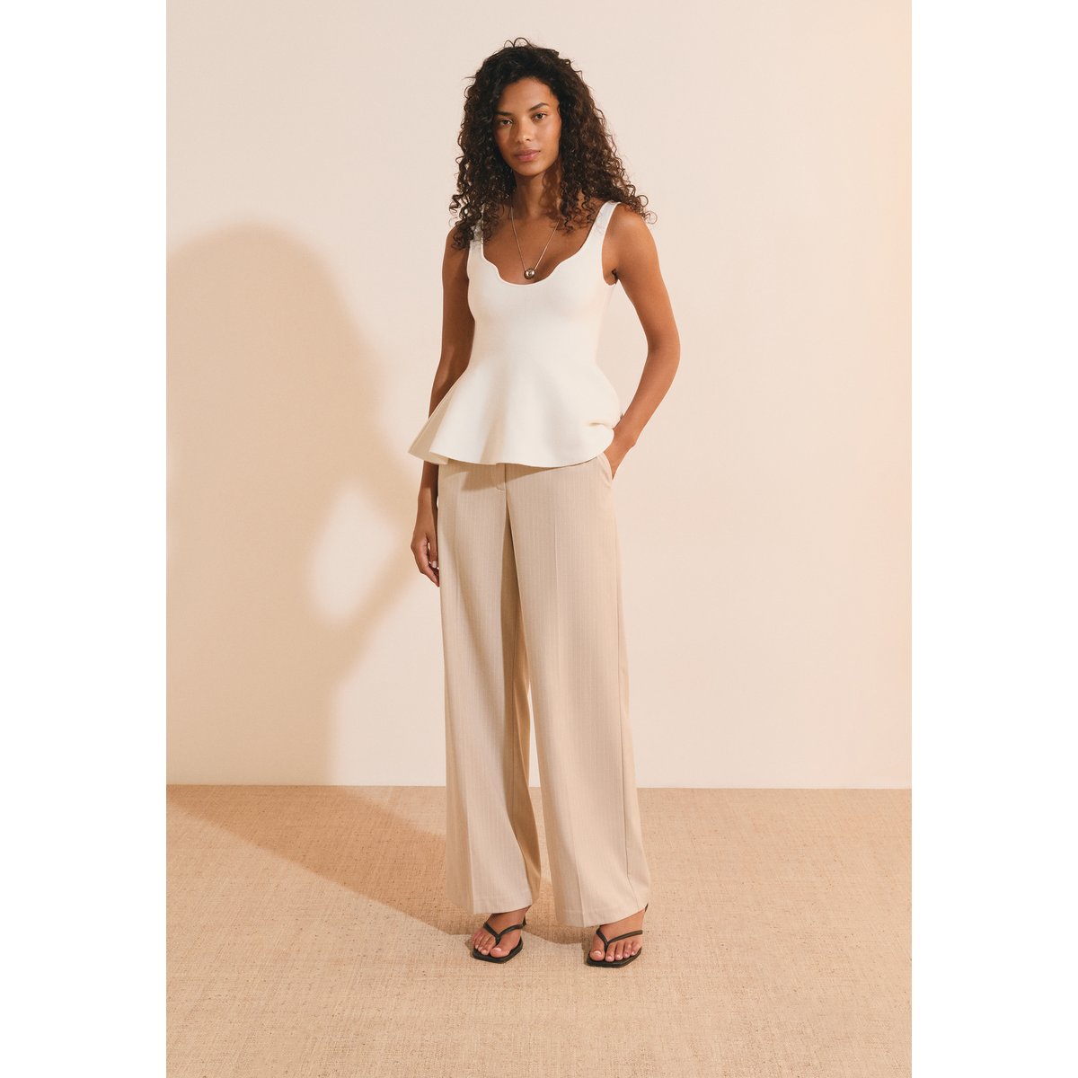 Pantalon à rayures PERNETTE beige, ETAM