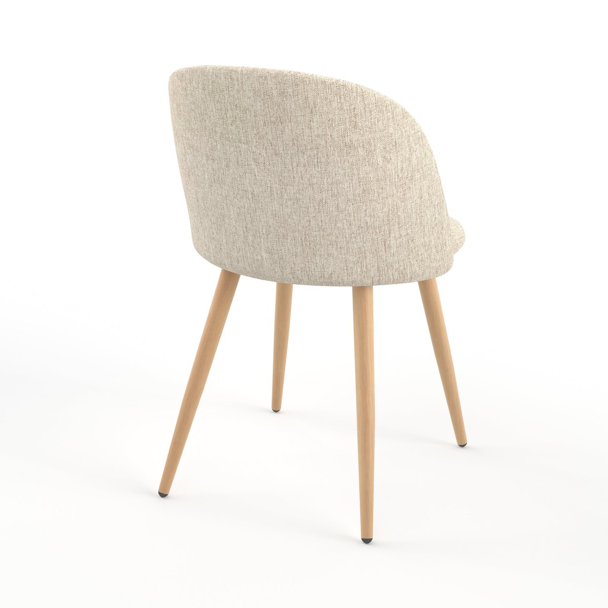 Lot de 2 chaises en tissu, pieds en métal effet bois - COZY greige, MAISON PAVANE