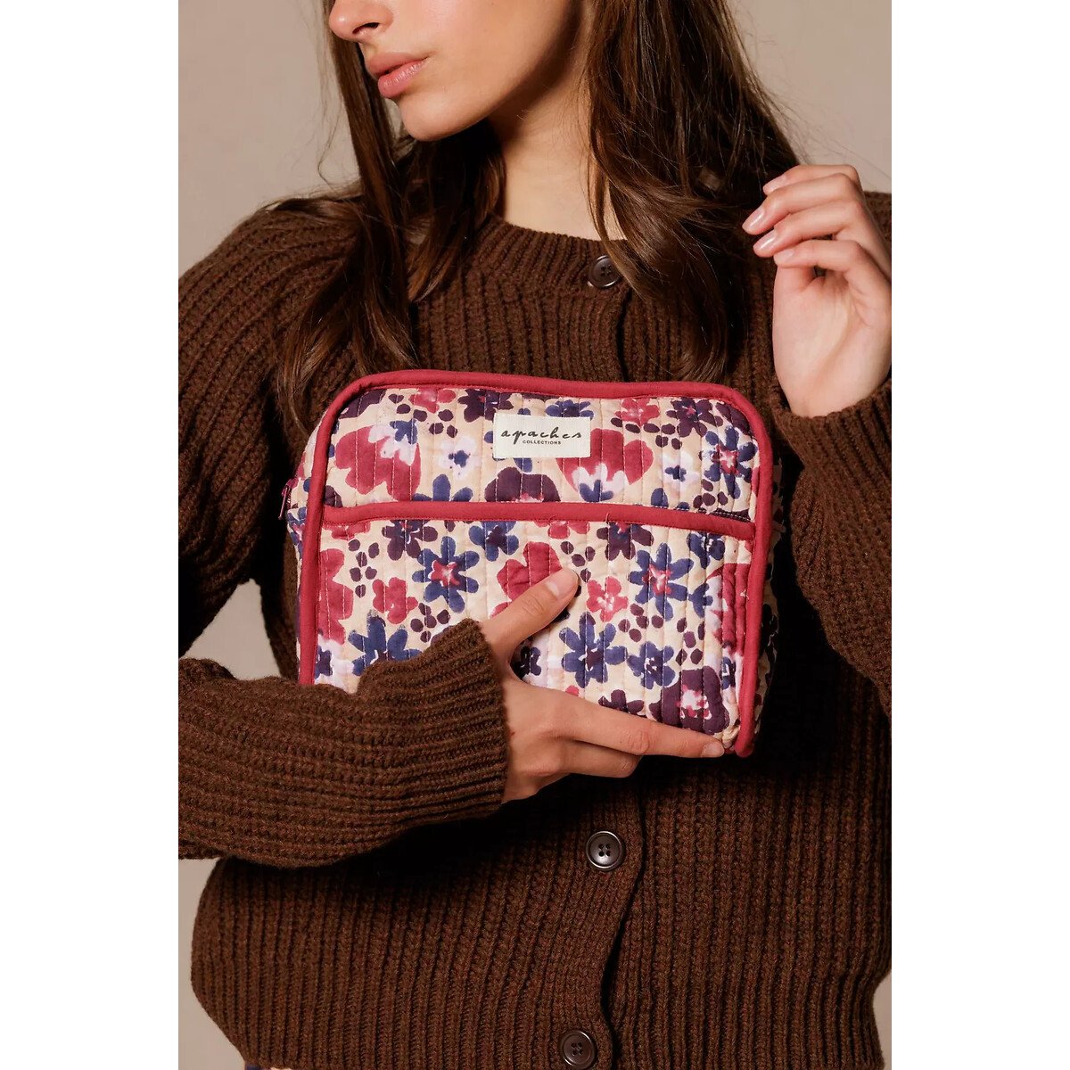 Borsa da bagno in cotone, con stampa floreale, RAHANA fantasia floreale, APACHES COLLECTIONS