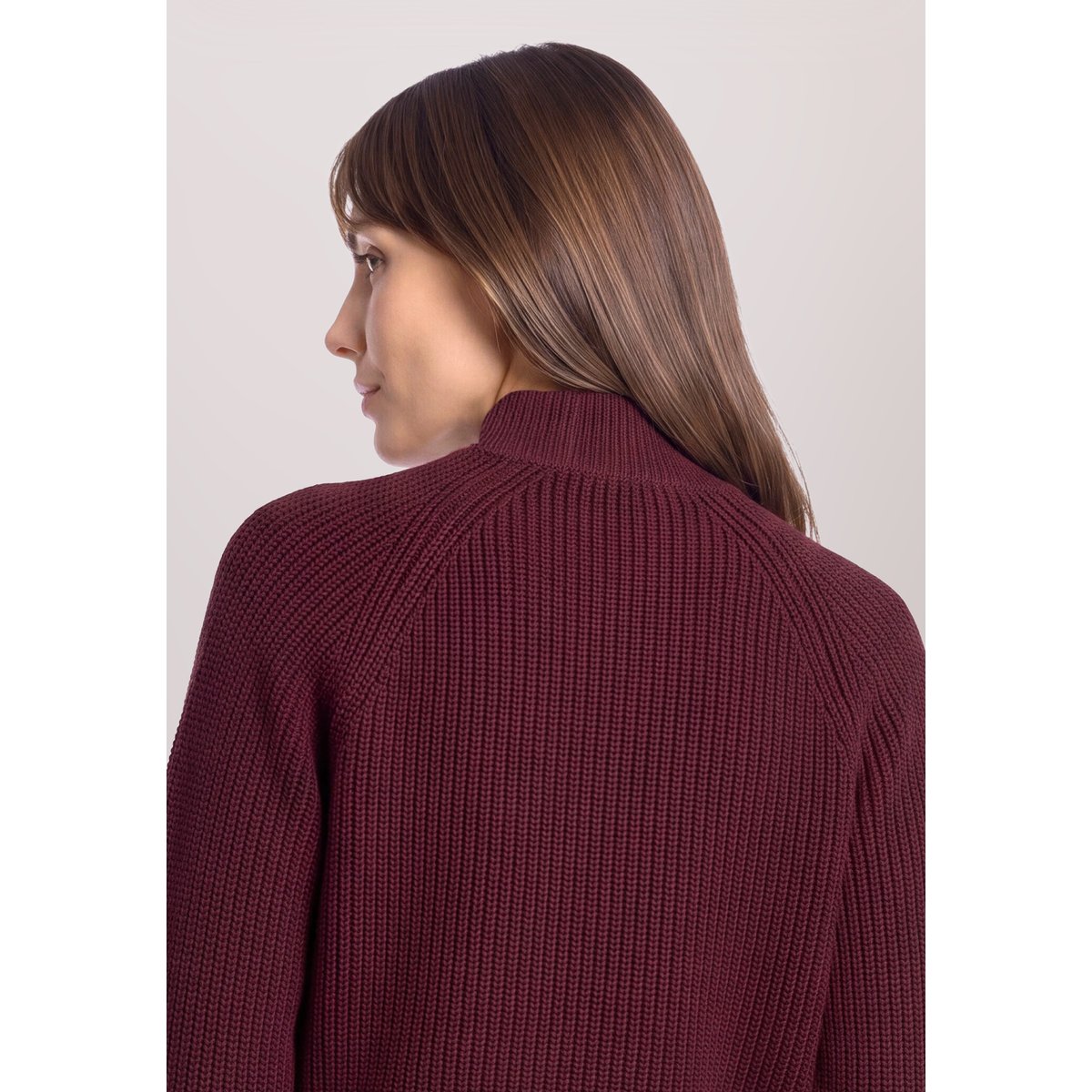 Pull-over en maille à bordures côtelées fall burgundy, BETTY & CO