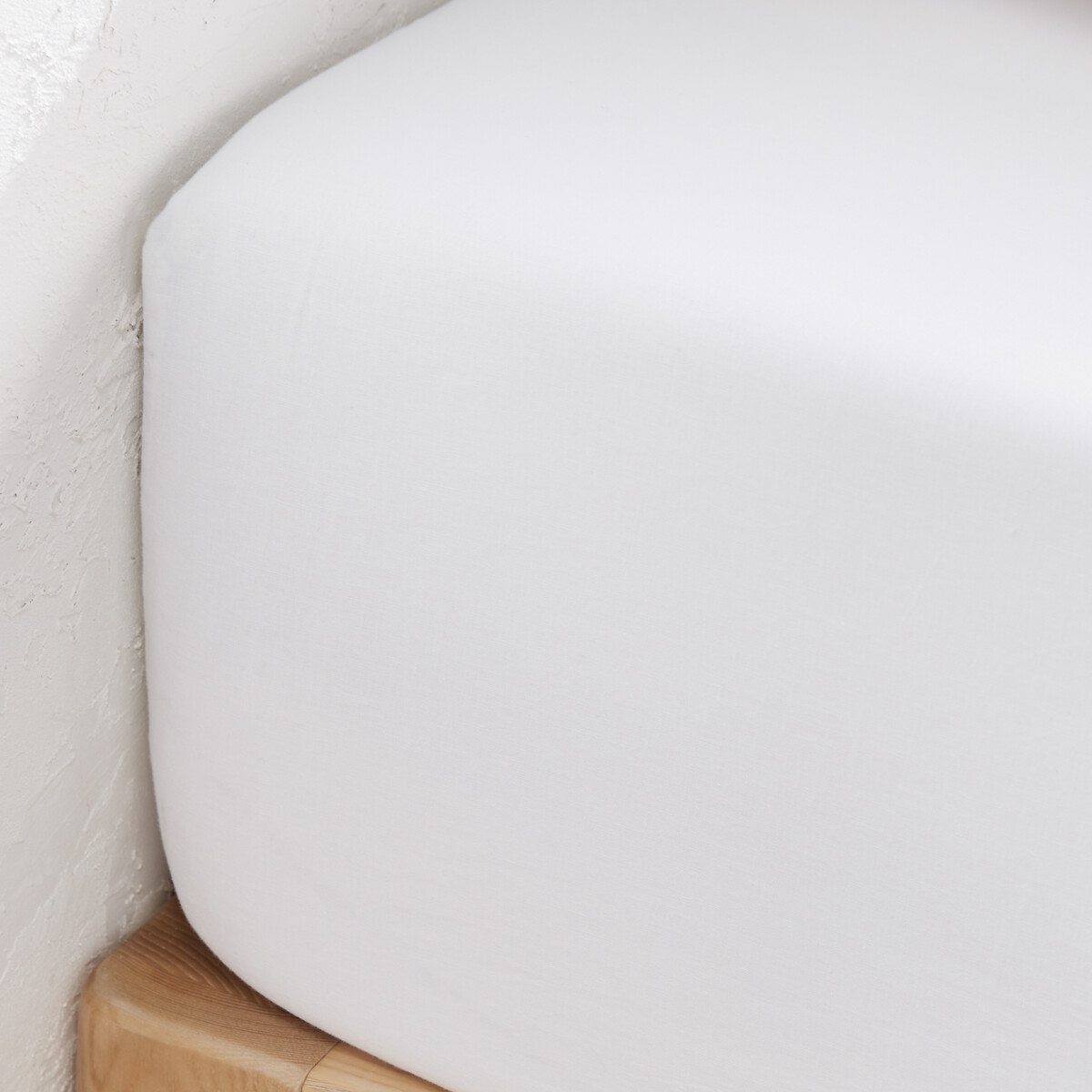 Drap housse en percale de coton, 80 fils, bonnet 35 cm, Scenario blanc, LA REDOUTE INTERIEURS