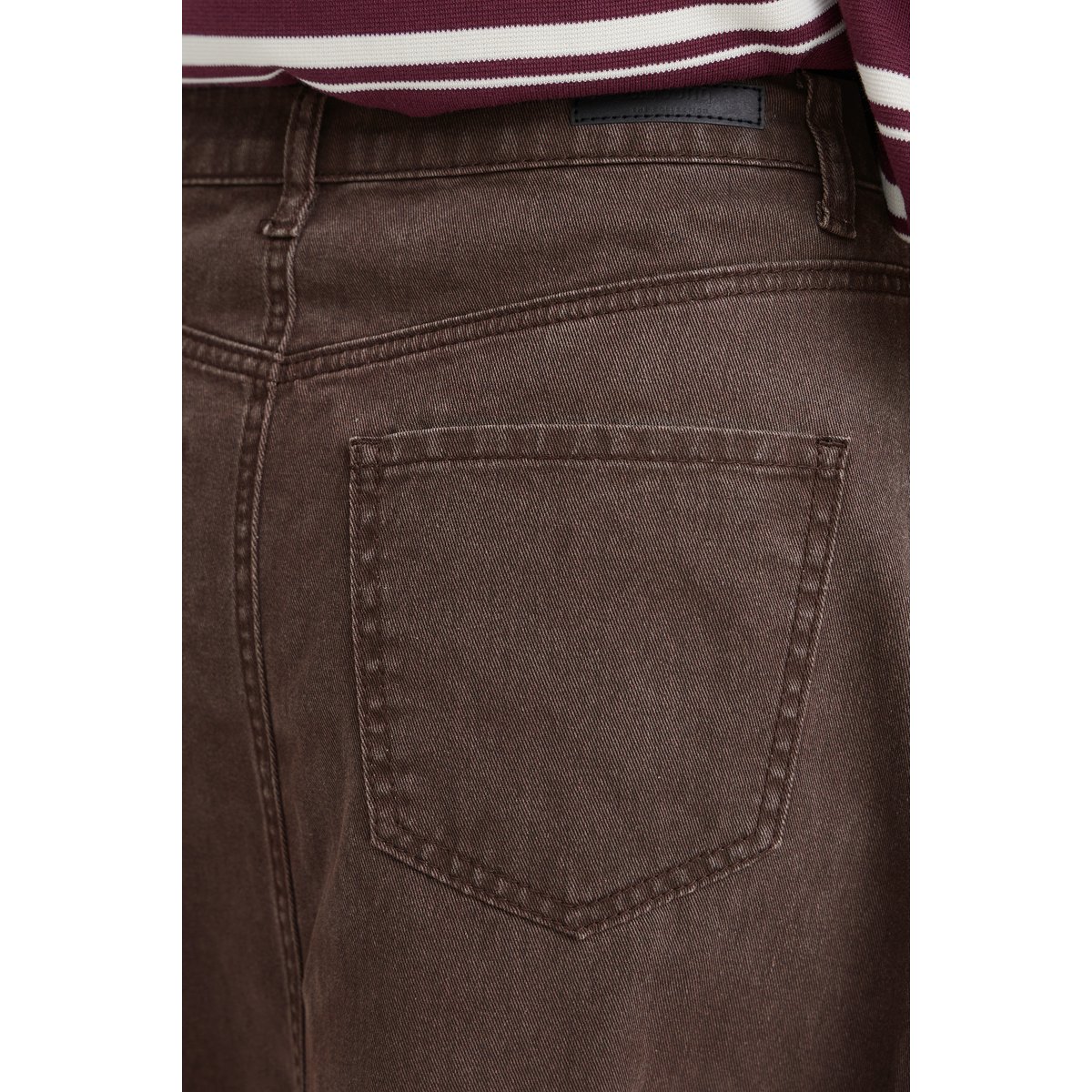 Jupe midi en denim, coupe évasée, taille haute marron java, B.YOUNG