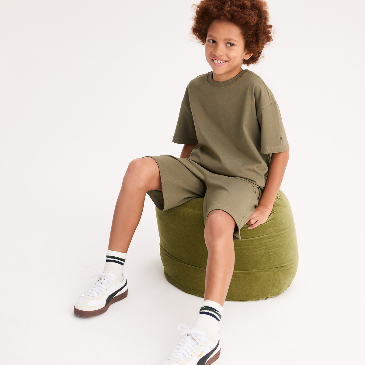 Camiseta oversize de punto grueso con detalle bordado caqui, LA REDOUTE COLLECTIONS
