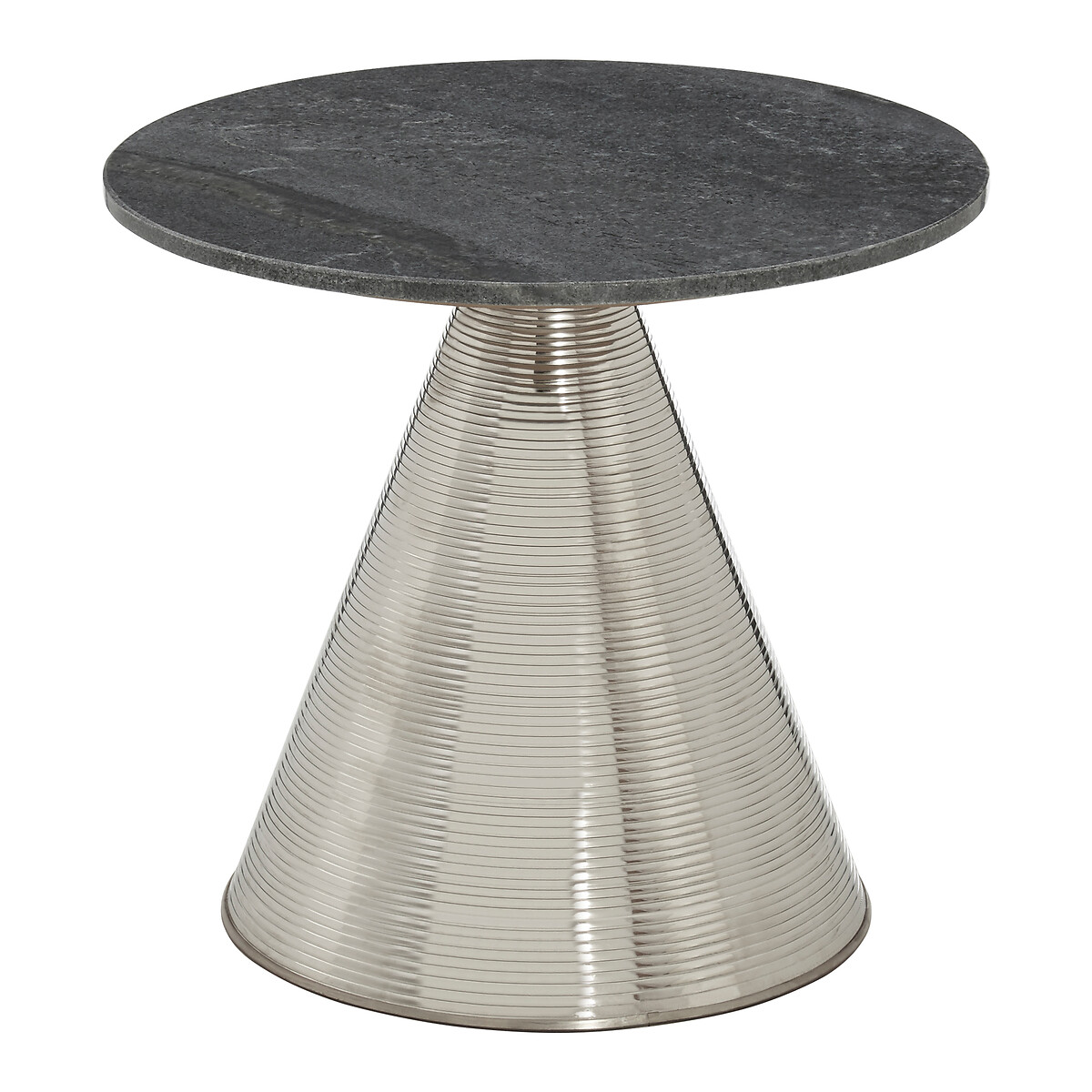 Table with Grey Marble Top and Silver Finish Base silver-coloured, FIFTY FIVE SOUTH