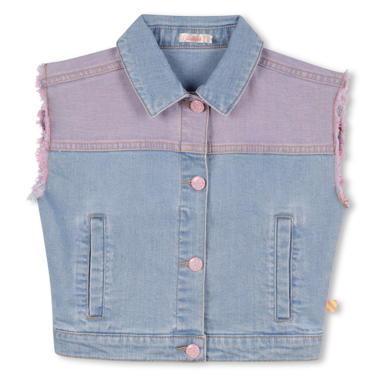 Veste en jean bicolore double stone+brossage, BILLIEBLUSH