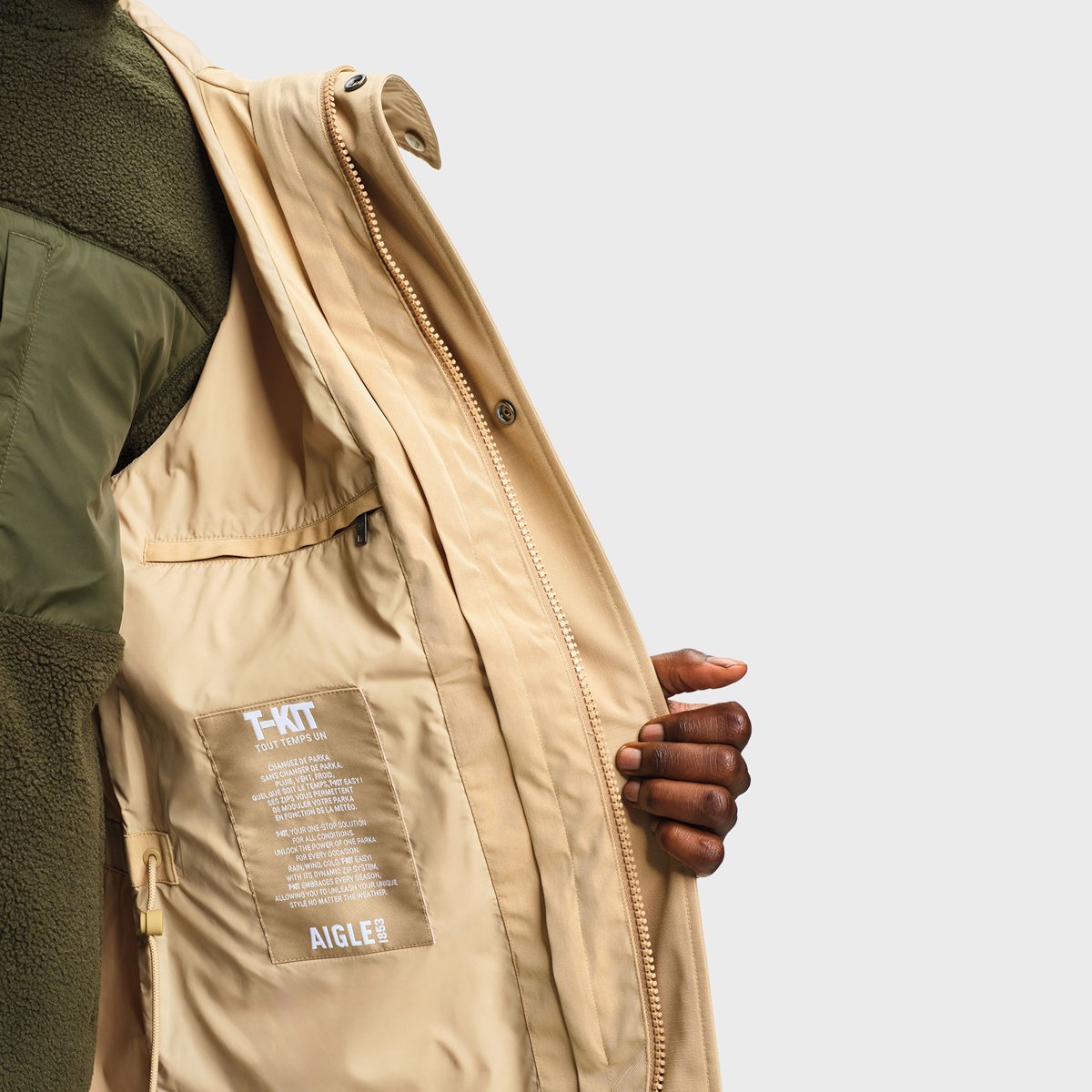 Parka fishtail à capuche T-KIT naturel, AIGLE