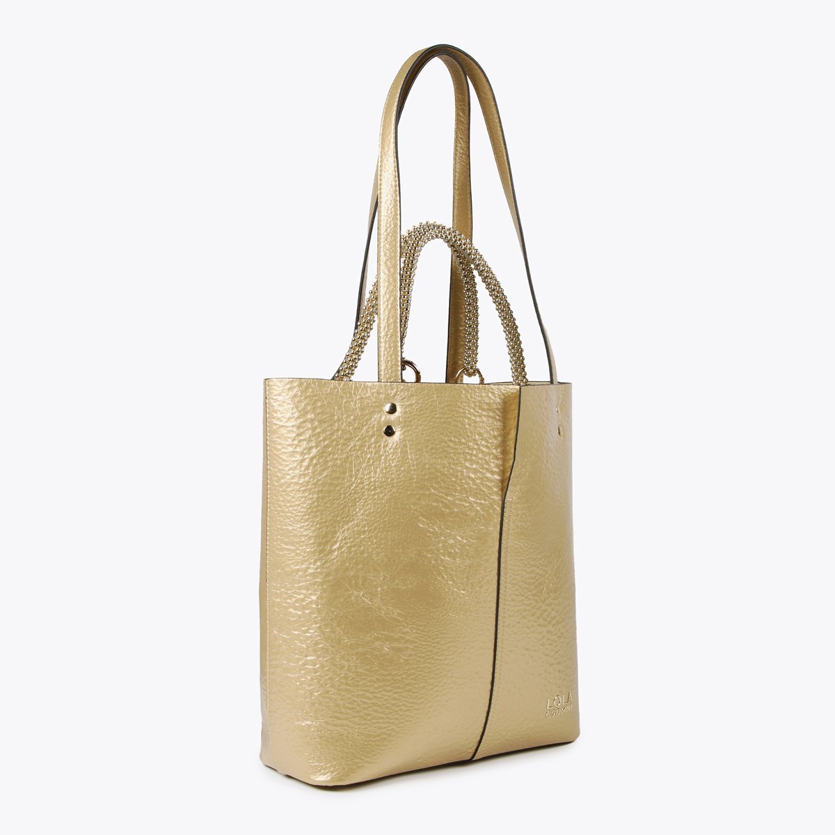 Sac cabas avec anse à effet bijou doré, LOLA CASADEMUNT