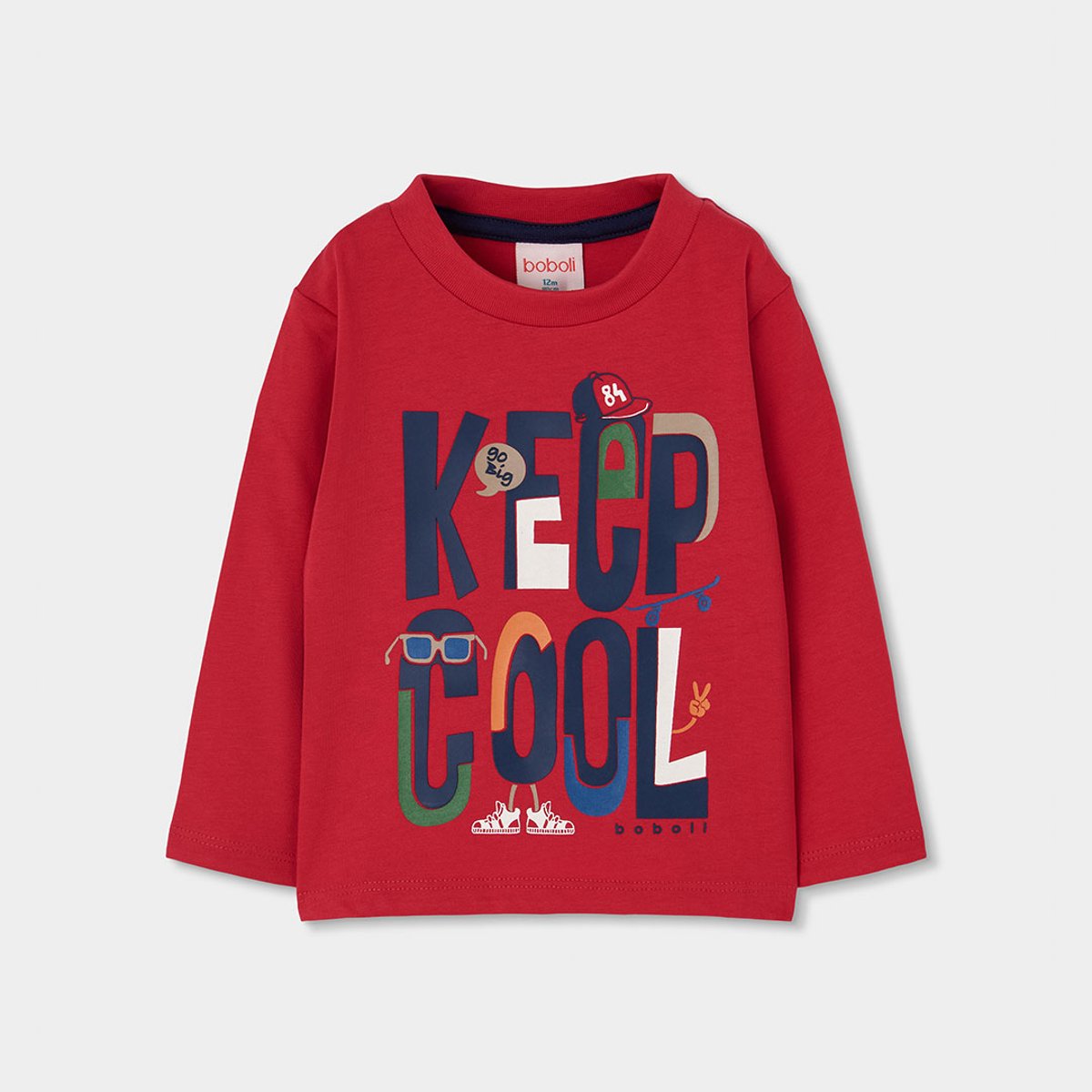 T-shirt en maille garçon imprimé Keep Cool grenat, BOBOLI