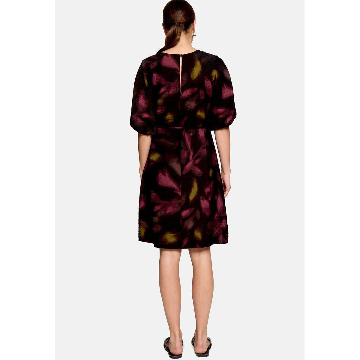 Robe casual à ceinture à nouer black/dark red, ZERO
