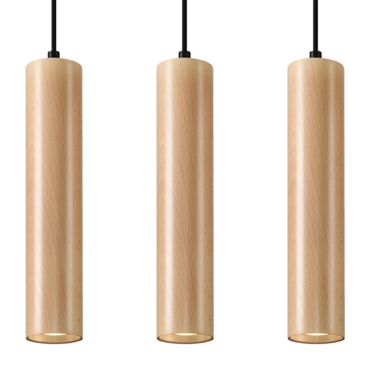 Suspension Bois Bois Naturel GU10 3 Lino Line marron, EDEN