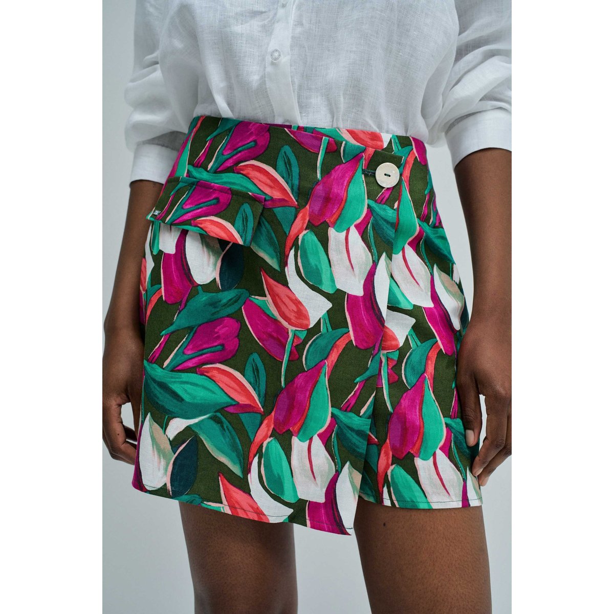 SKORT AVEC MOTIF ET LIN rose, SALSA JEANS