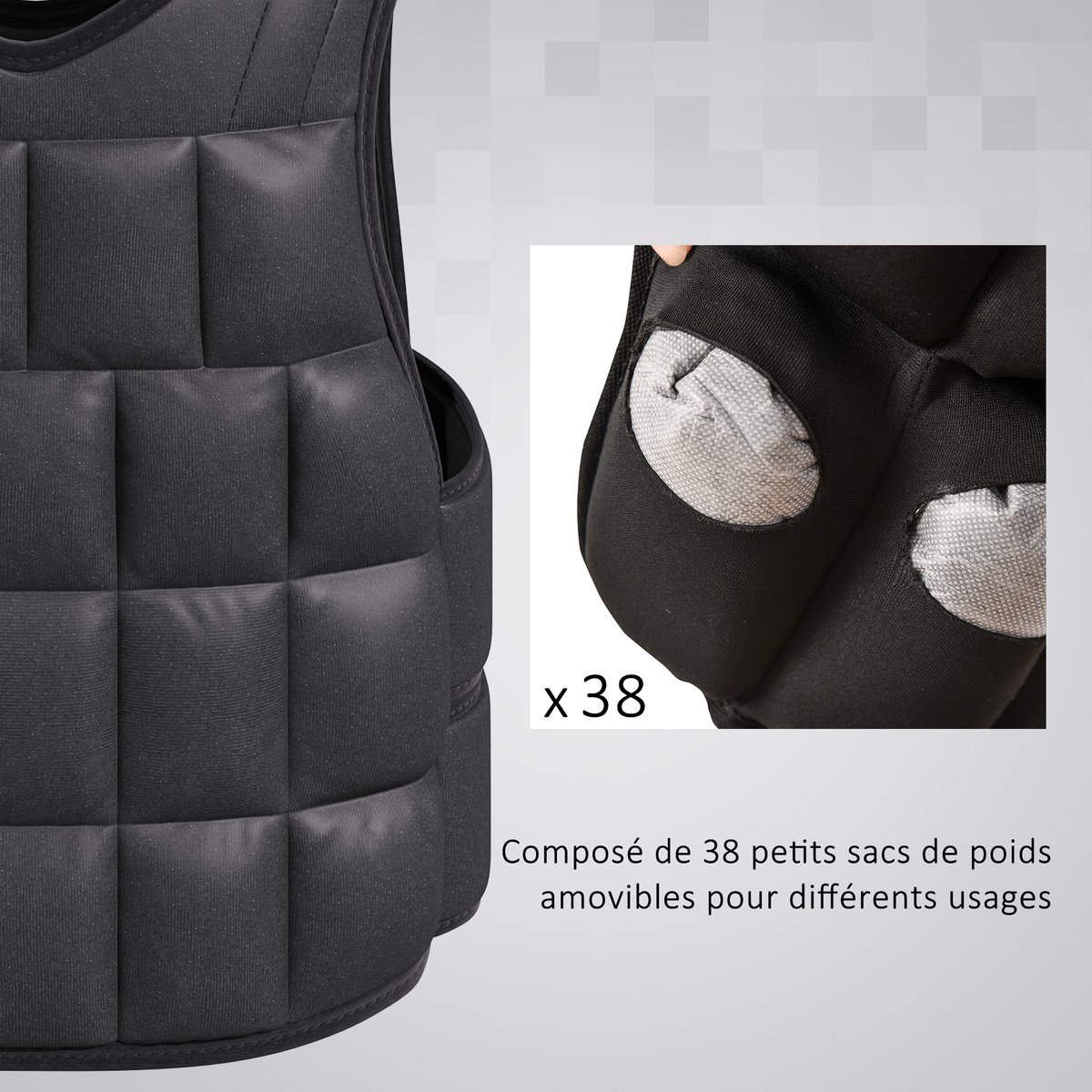 Gilet lesté Tissu Oxford Noir noir, HOMCOM