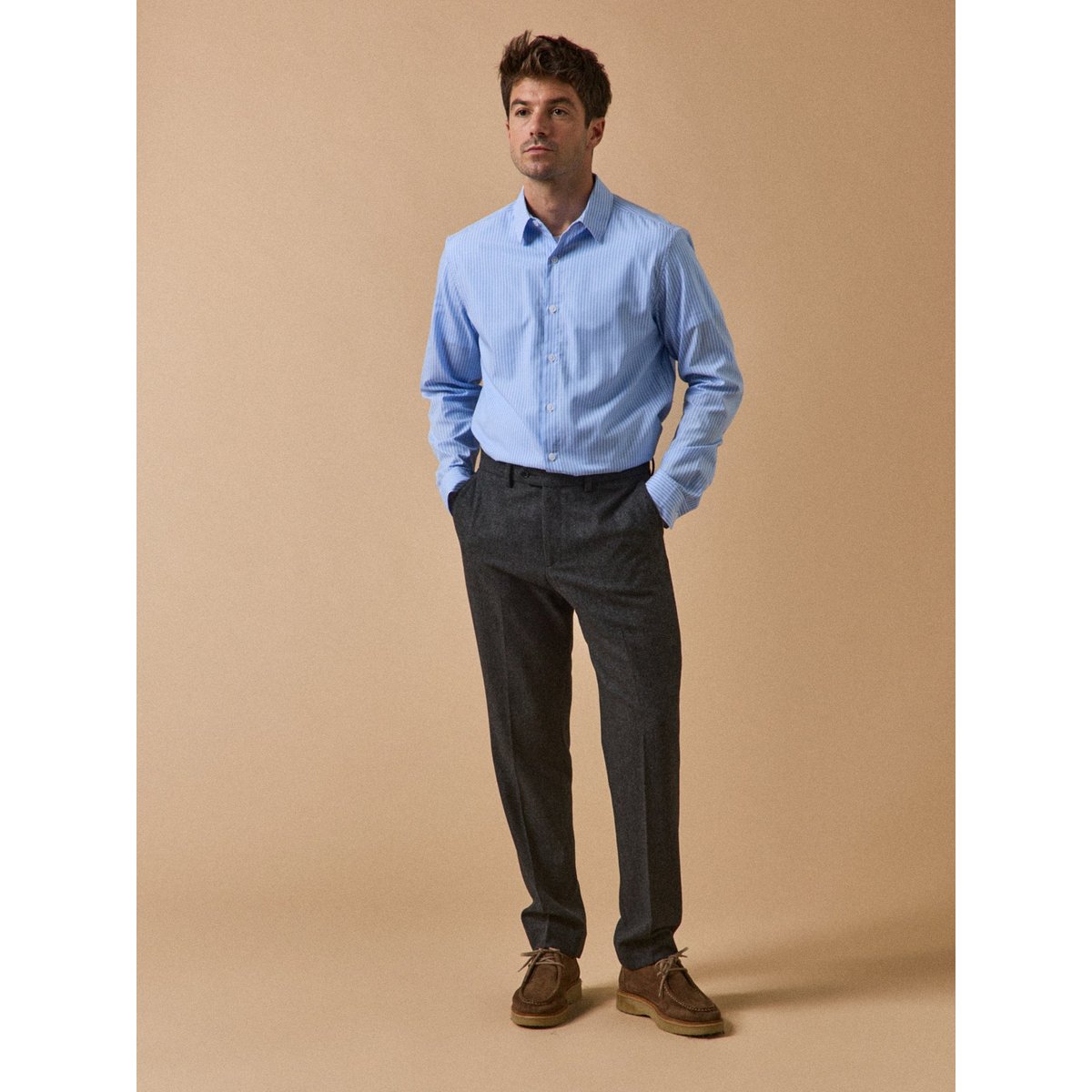 Pantalon lainage caviar gris flannel, CYRILLUS
