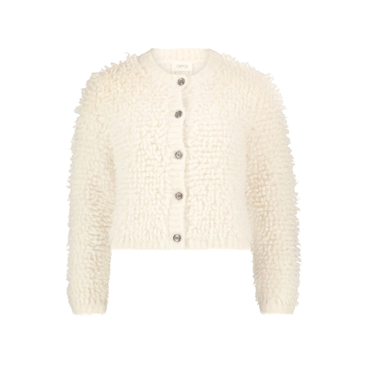 Cardigan en maille à encolure ronde eggnog, CARTOON