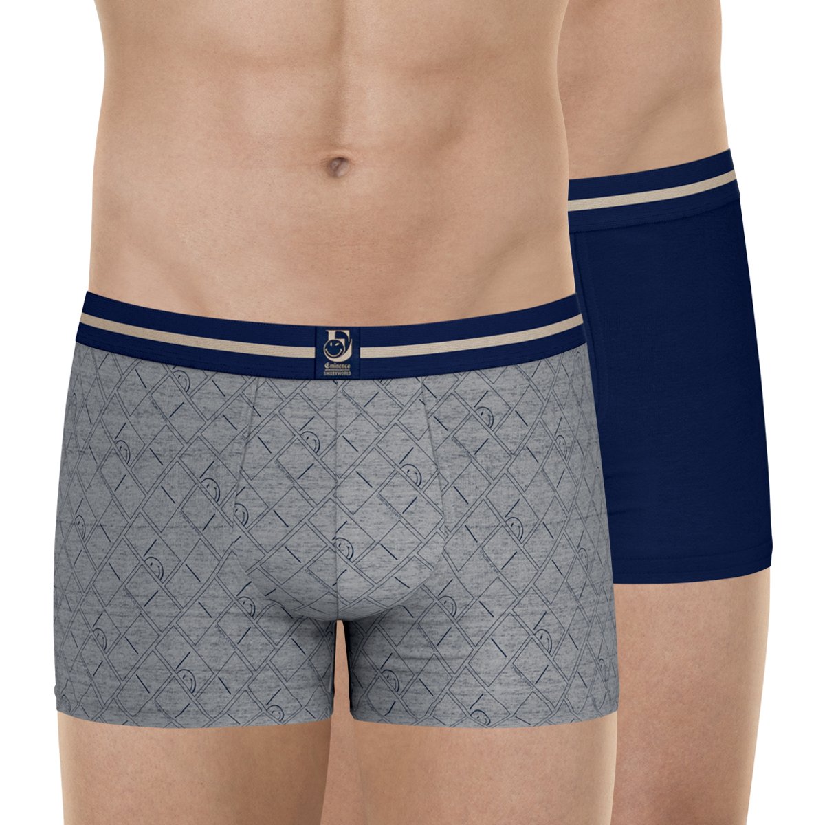 Boxers, lot de 2, SMILEY gris-bleu, EMINENCE