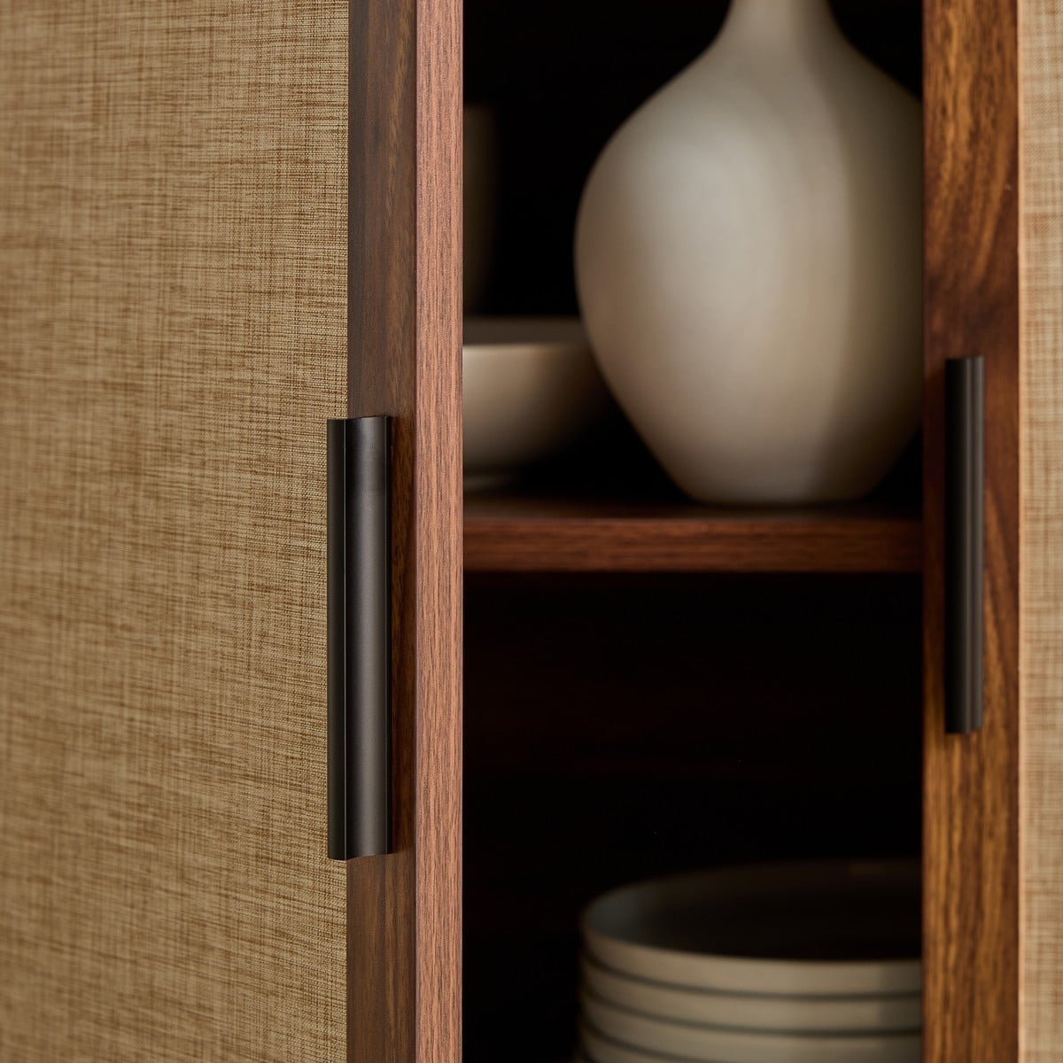 Buffet 3 portes décor noyer JETSON bois foncé, CALICOSY