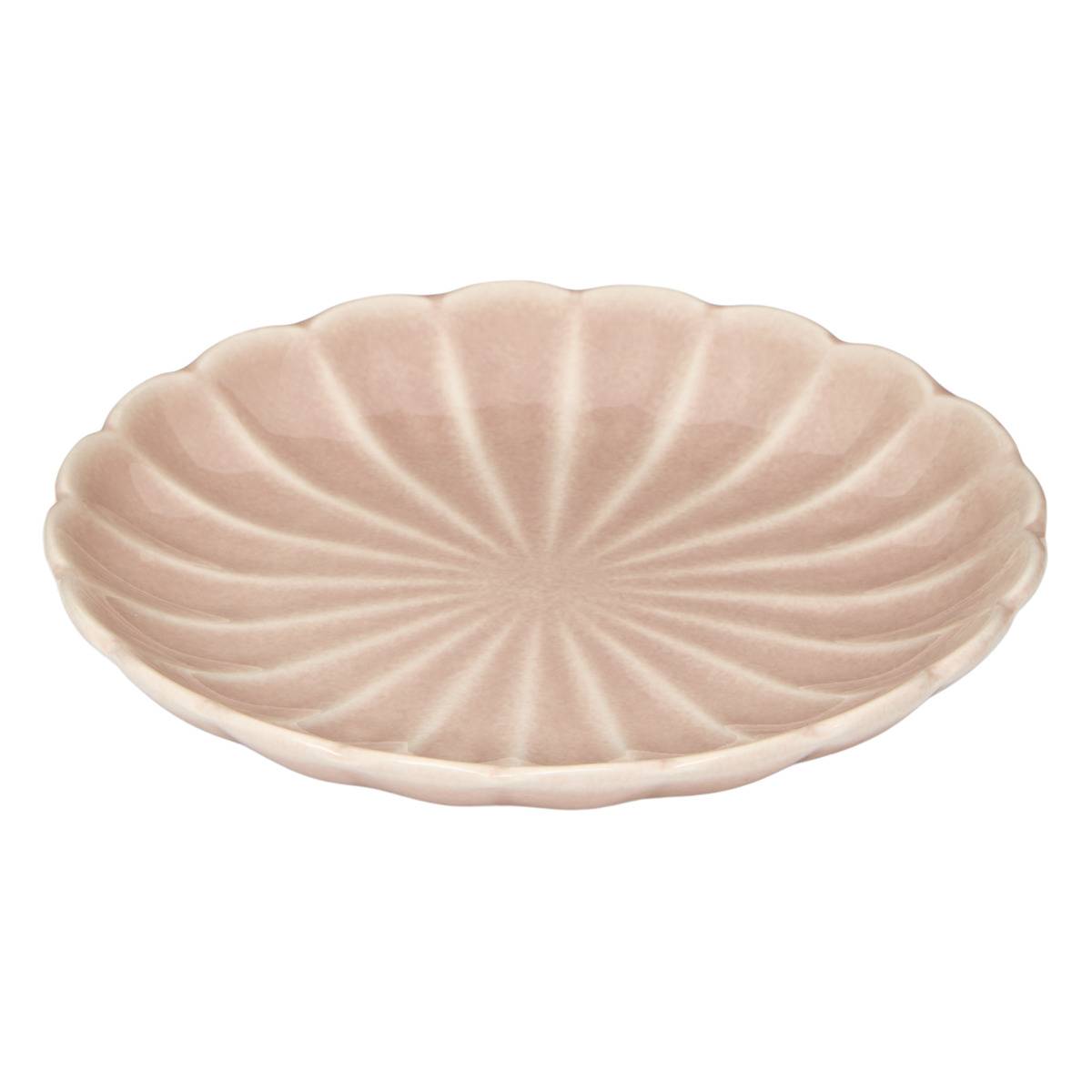 Lot de 4 assiettes à pain ronde en grès ROMY rose, ATMOSPHERA