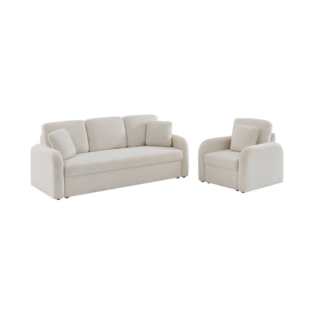 Fauteuil arrondi tissu bouclette MILANO crème, SWEEEK