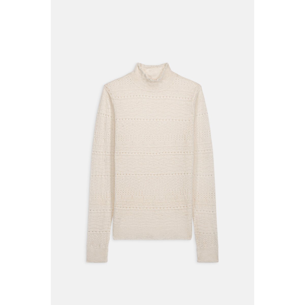 Pull col montant en maille ajourée, KARESTA crème, LOUISE MISHA