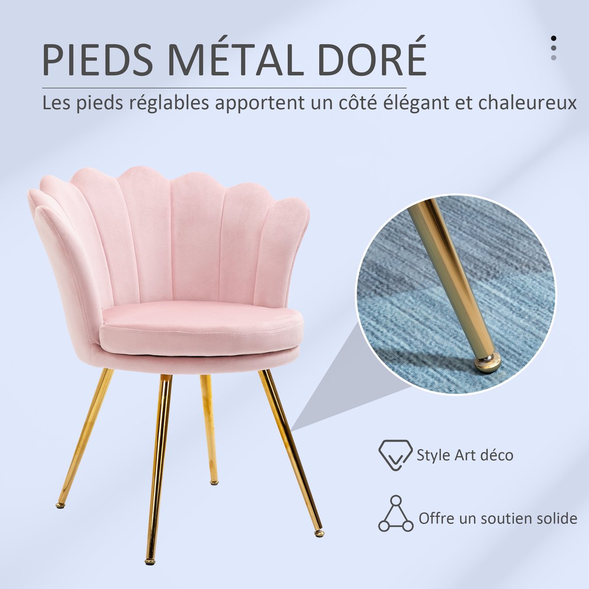 Accent Chair Polyester Rose rose poudré, HOMCOM