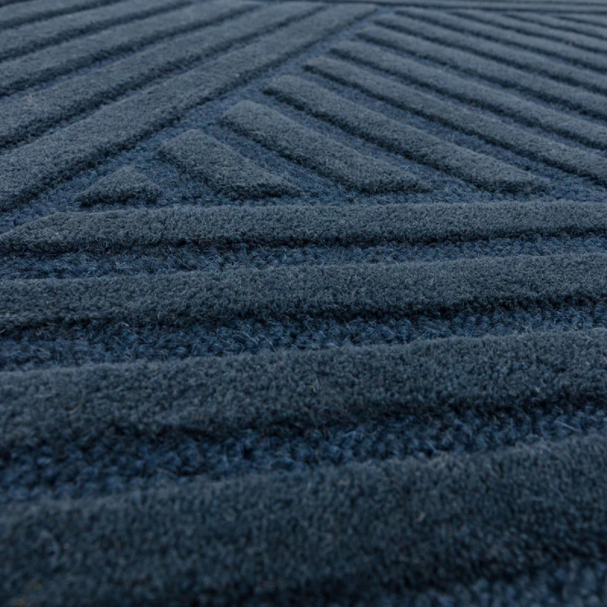 Tapis salon et chambre moderne en laine tufté main JOGAN bleu, NOVATREND