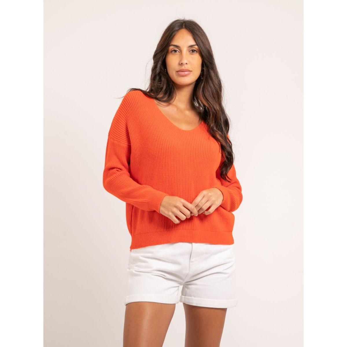 Pull Col V Kyleena orange, DONA LISA