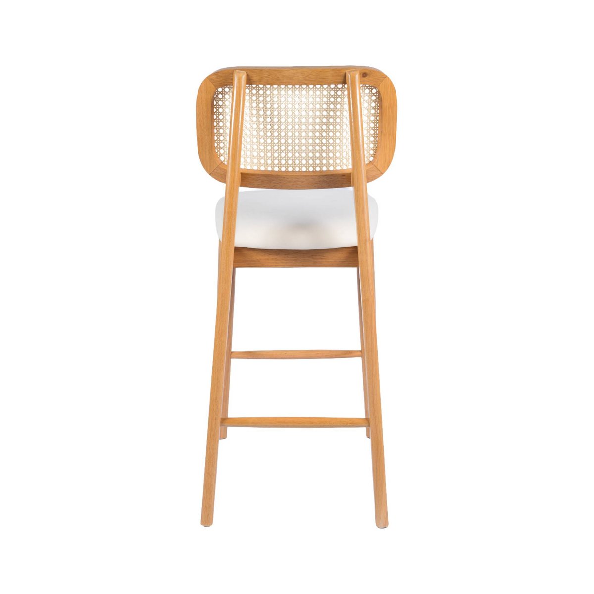 Tabouret de bar bois d'hévéa cannage et tissu 66,5cm (lot de 2) MANI naturel, SWEEEK
