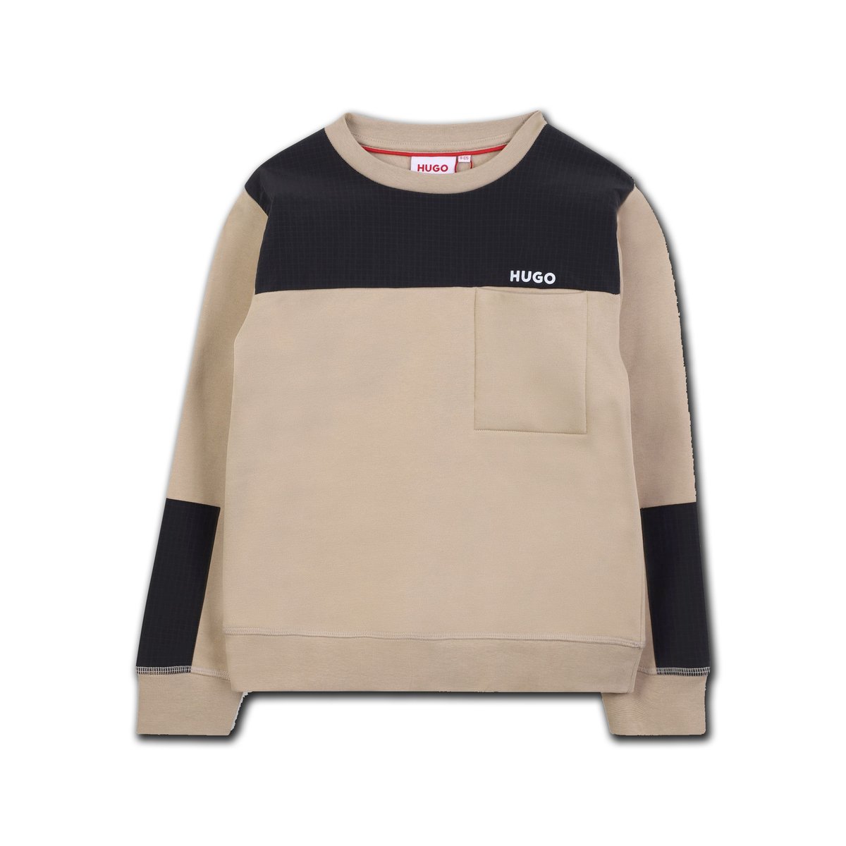 Sweat à col rond beige noir, HUGO KIDSWEAR
