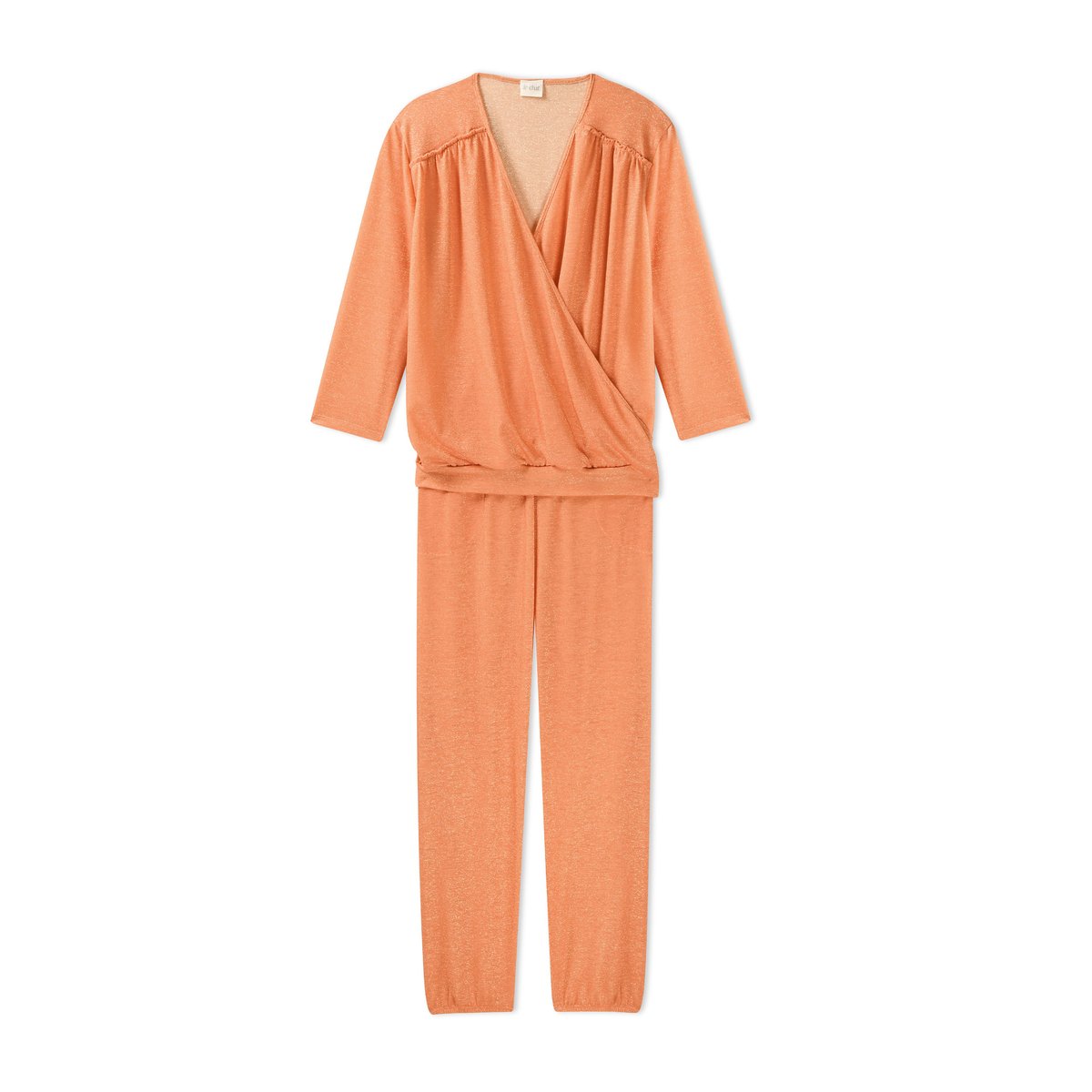 Ensemble homewear en maille fil textile COCO 222 orange, LE CHAT