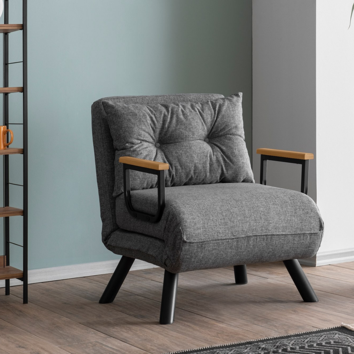 Fauteuil convertible en tissu - SANDO gris, CALICOSY