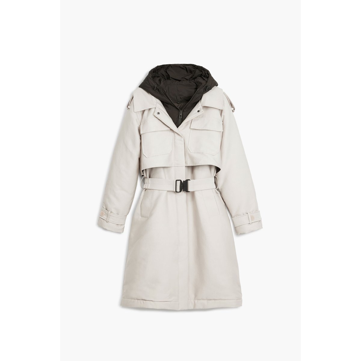 Manteau long matelassé léger beige, DESIGUAL