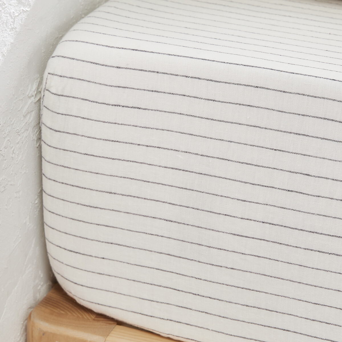 Linot Striped Washed Linen 30cm Flap Fitted Sheet striped, LA REDOUTE INTERIEURS
