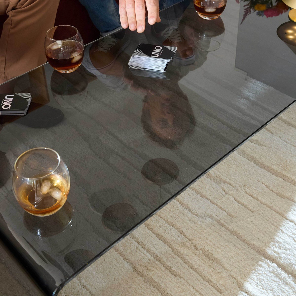 Table basse en verre trempé rectangulaire 110x50 cm, GRETA noir, OVIALA