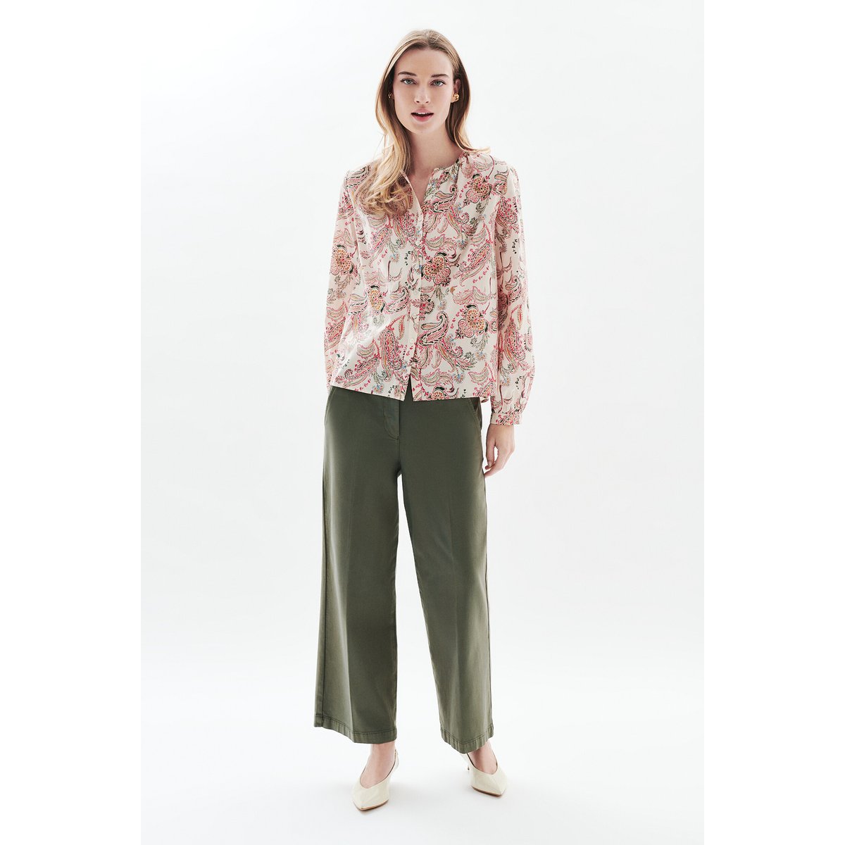 Chemise droite col rond COLOMBY ivoire, CAROLL