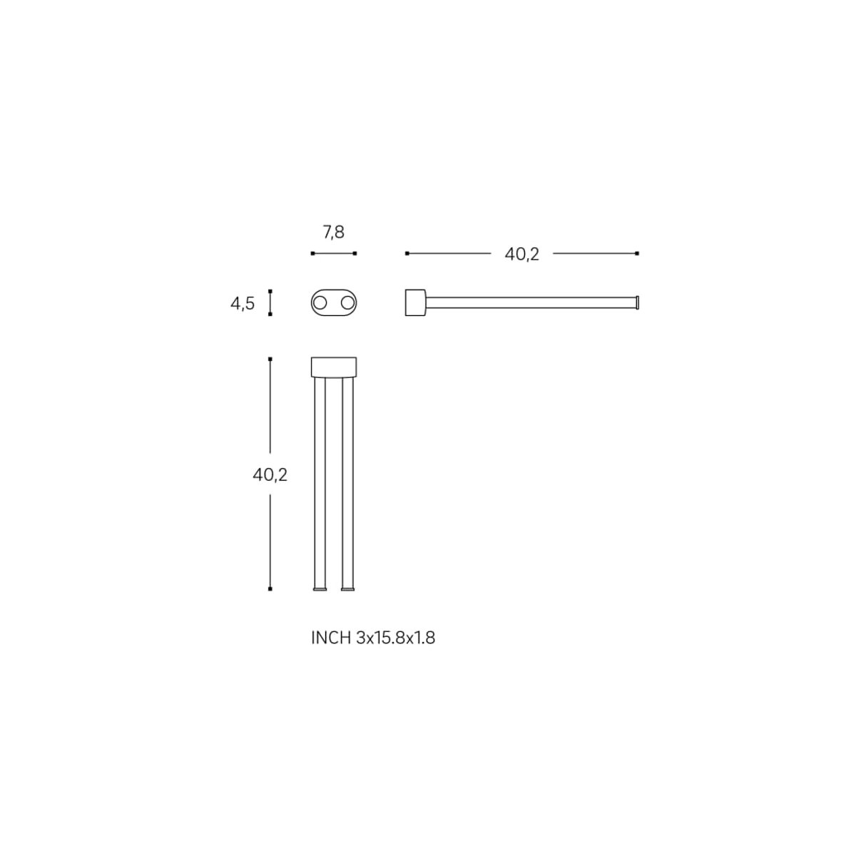 Porte Serviette Pivotant mural  ARCHITECT SP chrome, COSMIC