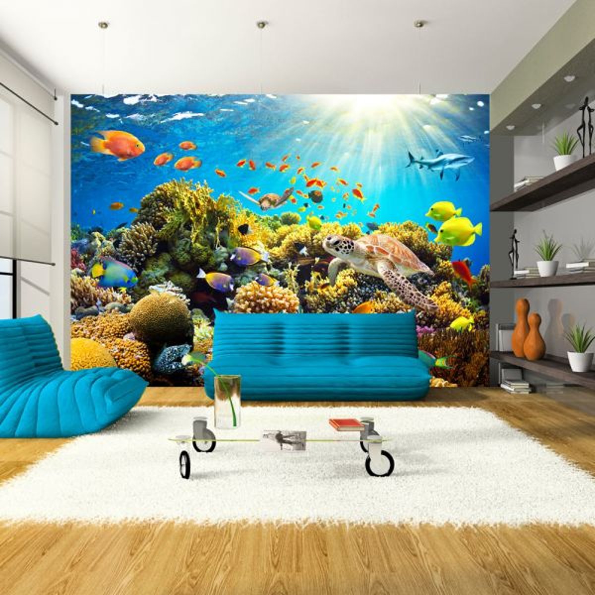 Papier peint intissé panoramique Paysage Underwater Land multicouleur, EDEN