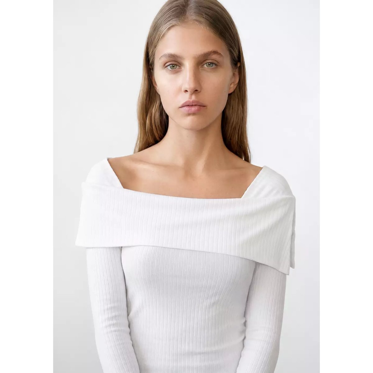 Pull-over col roulé coton blanc cassé, MANGO TEEN