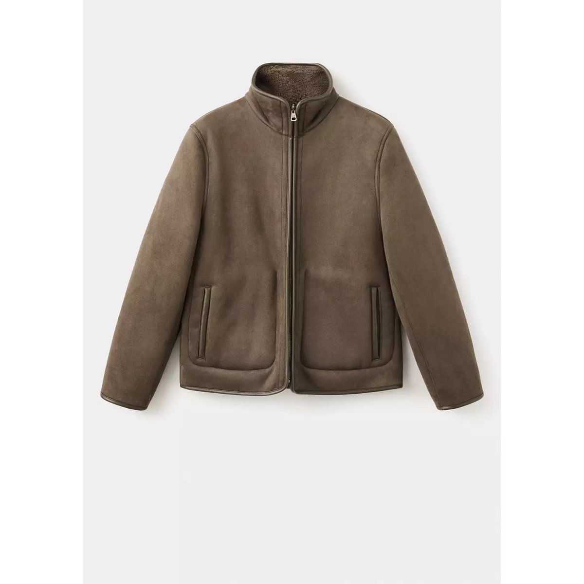 Veste double face intérieur moutonné olive, MANGO MAN