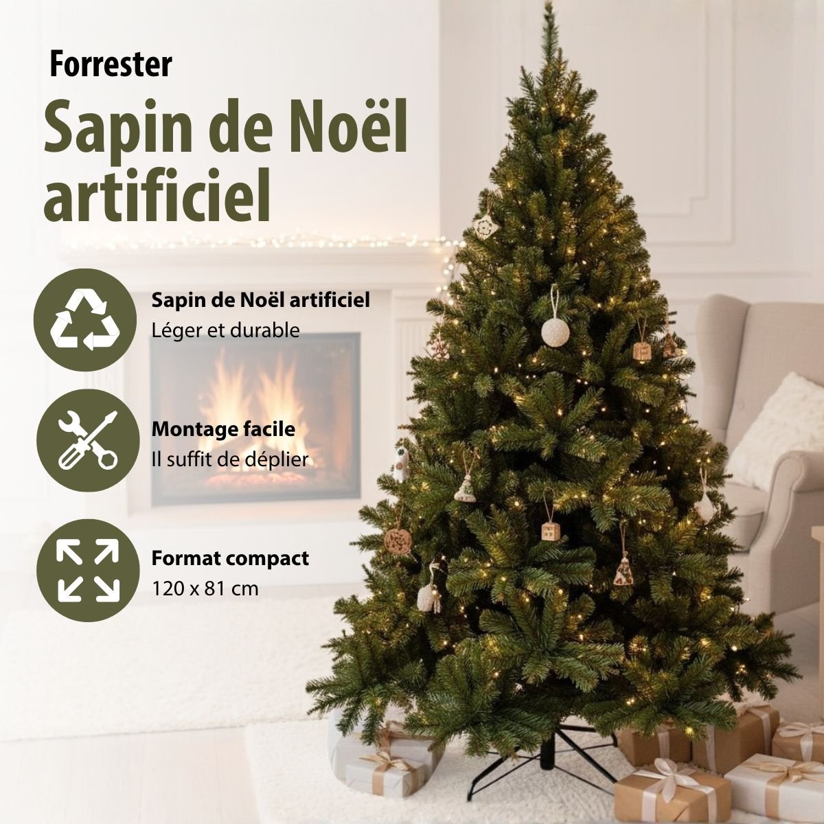 Sapin de Noël H120 cm FORRESTER vert, TRIUMPH TREE