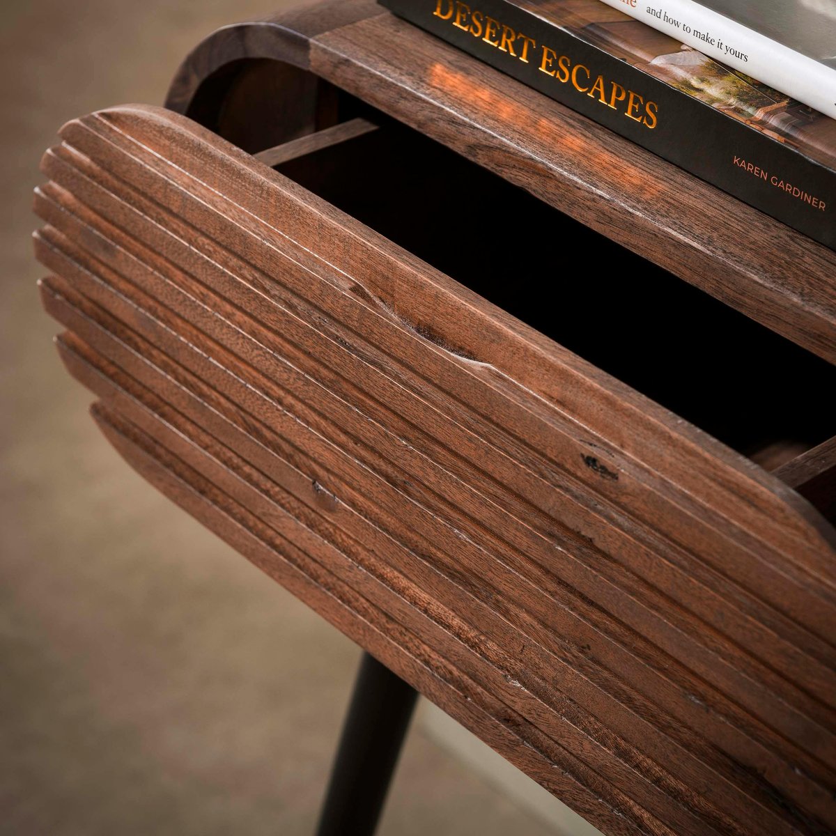 Table de chevet en bois d'acacia foncé 1 tiroir NAKO marron, PIER IMPORT