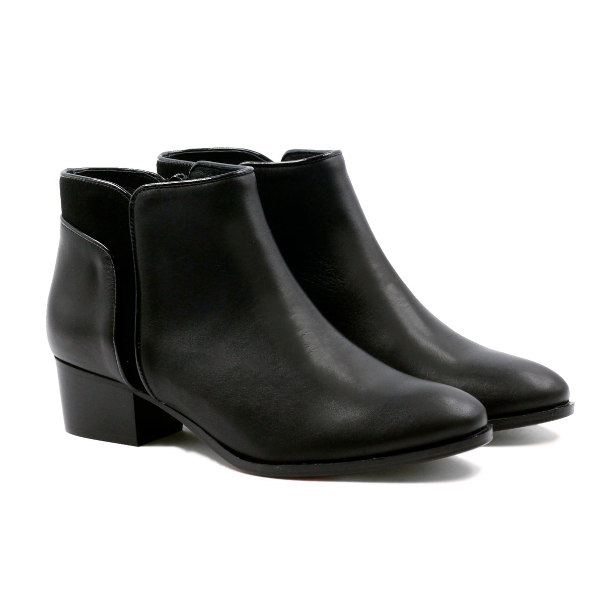 Bottine moyen talon cuir lisse noir, JULES & JENN