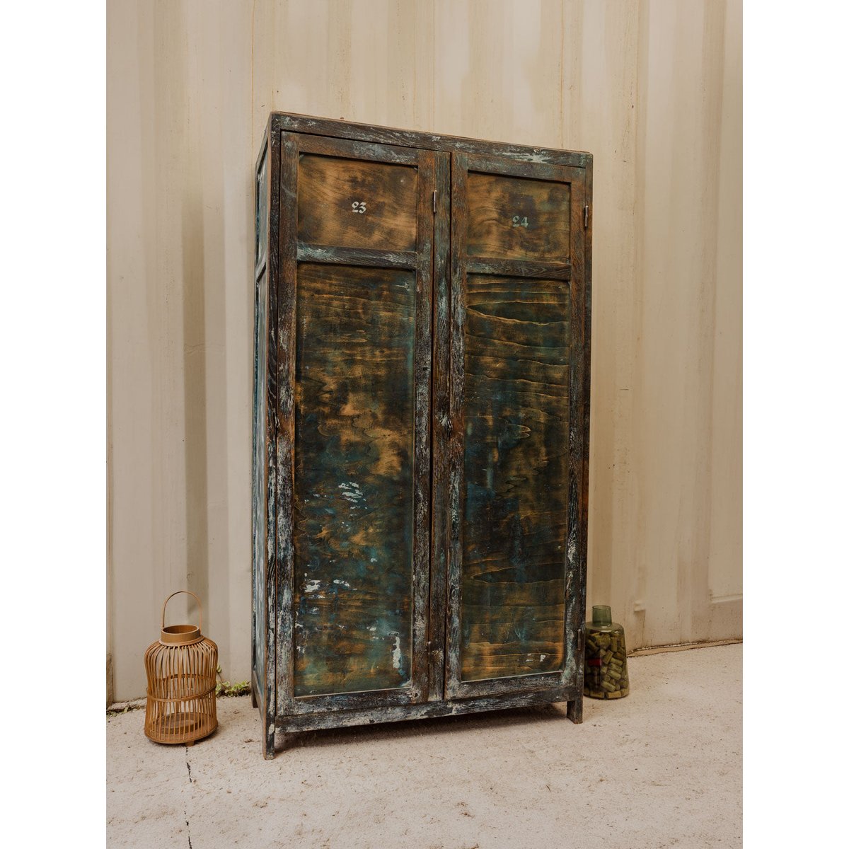 Armoire vestiaire en bois vert foncé Blandine N°487 - Bon état vert foncé, DEBONGOUT