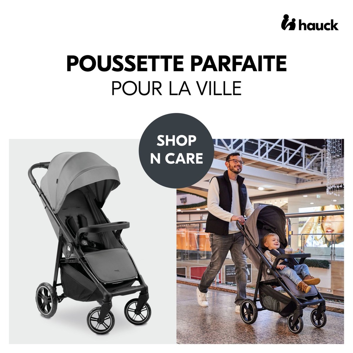 Poussette Shop N Care gris, HAUCK