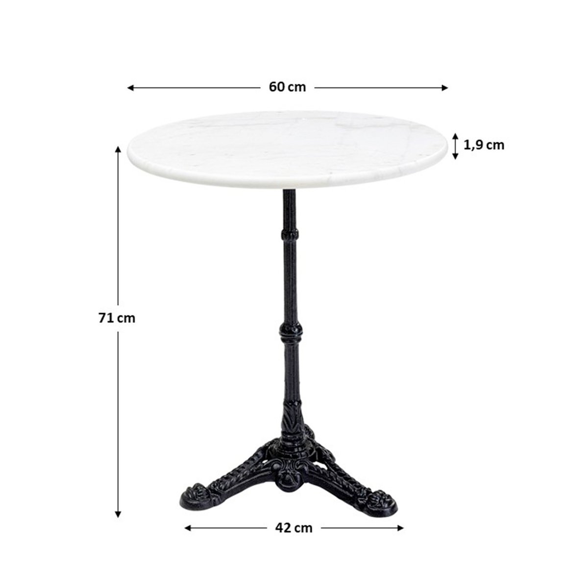 Table ronde en marbre et acier, BISTROT noir et blanc, KARE DESIGN