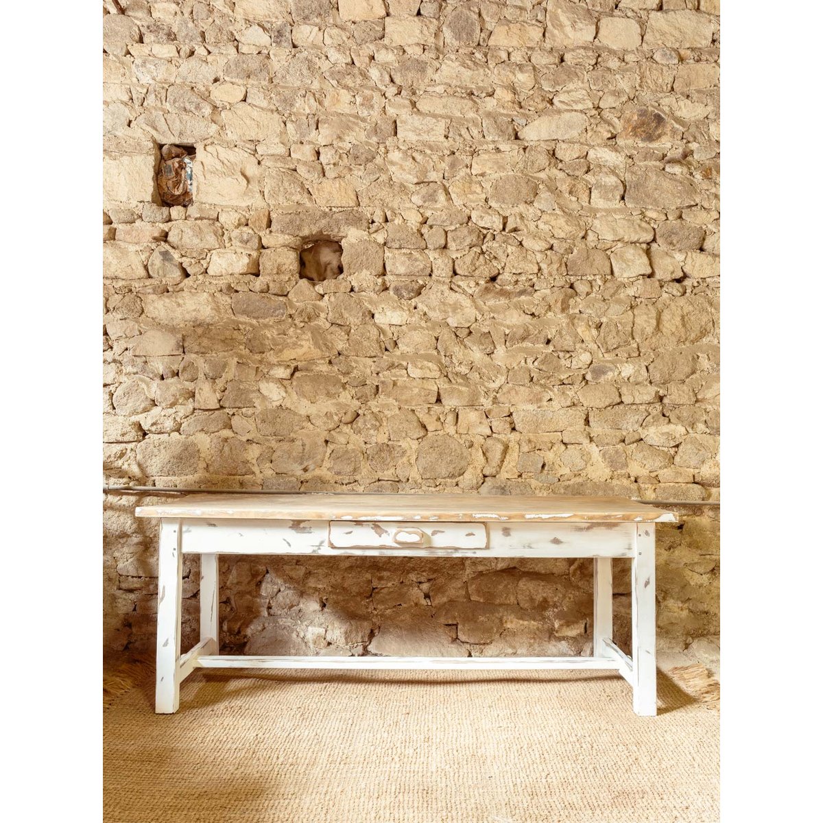 Table à manger en chêne Romy N°1541 - Bon état blanc, DEBONGOUT