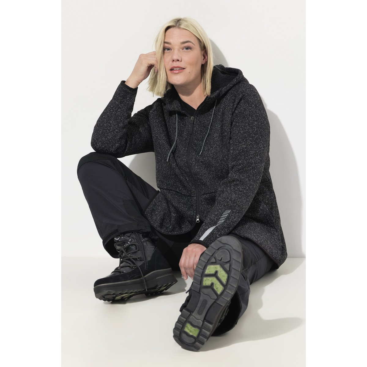 Veste en maille polaire, doublure en polaire noir, ULLA POPKEN