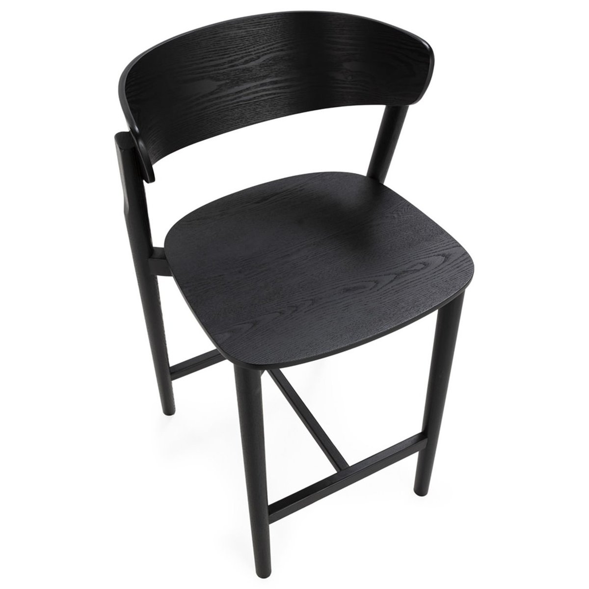 Tabouret haut en frêne massif noir, RECOLLECTION