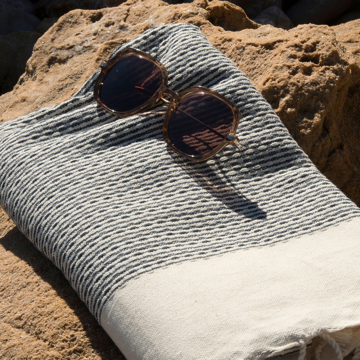 Fouta coton RIO bleu denim, FEBRONIE
